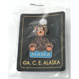 Movable Bear Spring Head Moves Lapel Pin Souvenir Travel C. E. Alaska New